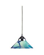 ELK Lighting 1477/1CAR Refraction 1 Light 7 inch Polished Chrome Mini Pendant Ceiling Light in Carribean, Standard