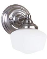 Sea Gull Lighting 44436-962 Academy One-Light Bath or Wall Light Fixture with Satin White Glass, Brushed Nickel Finish
