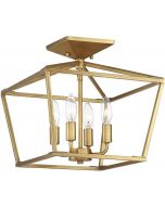 Savoy House 6-328-4-322 Townsend 4-Light Semi-Flush Ceiling Light in a Warm Brass Finish (13" W x 13" H)