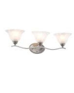 Hampton Bay 2827 BN Andenne 3-Light Brushed Nickel Vanity Light with Bell Shaped Marbleized Glass Shades