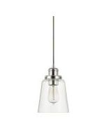 Home Decorators Collection 7435P-32 1-Light Polished Nickel Pendant with Clear Glass Shade and Silver Cord