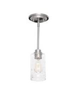 Home Decorators Collection HB3532-35 1-Light Brushed Nickel Mini-Pendant with Clear Hammered Glass Shade