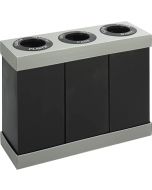Safco 9798BL Products at-Your-Disposal Triple Recycling Center, Black, Impact and Water Resistant, Three 28 Gallon Bins