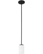 Sea Gull Lighting 61160-839 Oslo One-Light Mini-Pendant with Cased Opal Etched Glass Shade, Blacksmith Finish