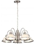 Hampton Bay WB0390/SC-1 Halophane 5-Light Brushed Nickel Chandelier with Frosted Ribbed Glass Shades