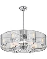 Warehouse of Tiffany CFL-8422B/CH Shilroe Chrome 32-Inch 6 Fandelier Lighted Remote Control Ceiling Fan, Metallic