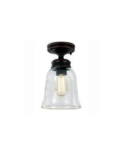 Hampton Bay SF0131106-1-6 1-Light Oil Rubbed Bronze Vintage Bulb Semi-Flush Mount with Bell Shaped Clear Glass Shade