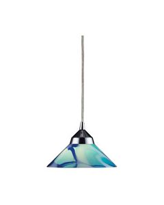ELK Lighting 1477/1CAR Refraction 1 Light 7 inch Polished Chrome Mini Pendant Ceiling Light in Carribean, Standard