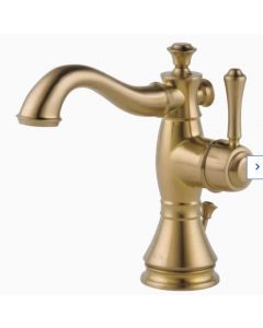 DELTA Cassidy Single Hole Bathroom Faucet, Gold Bathroom Faucet, Single Handle Bathroom Faucet, Metal Drain Assembly, Champagne Bronze 597LF-CZMPU