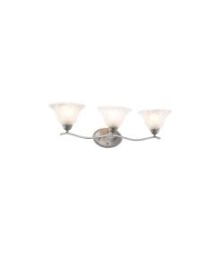 Hampton Bay 2827 BN Andenne 3-Light Brushed Nickel Vanity Light with Bell Shaped Marbleized Glass Shades