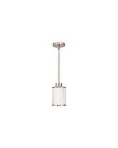 Home Decorators Collection 7429P-71 1-Light Brushed Nickel Mini-Pendant with White Glass Shade