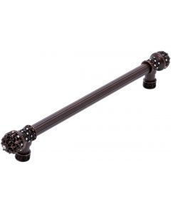 Carpe Diem Hardware 7657-22C Versailles Fleur De Lys 22-Inch O.C. Long Pull Small Finial with Swarovski Crystals, Oil Rub Bronze