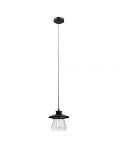 Globe Electric 64847 Nate 1-Light Pendant, Oil Rubbed Bronze, Clear Glass Shade