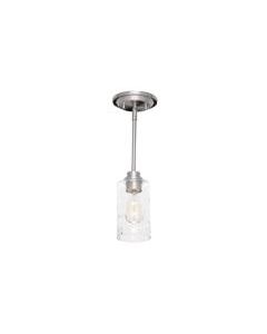 Home Decorators Collection HB3532-35 1-Light Brushed Nickel Mini-Pendant with Clear Hammered Glass Shade