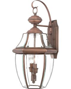 Quoizel NY8317AC Newbury Outdoor Wall Lantern Wall Mount Lighting, 2-Light, 120 Watts, Aged Copper (20"H x 11"W)