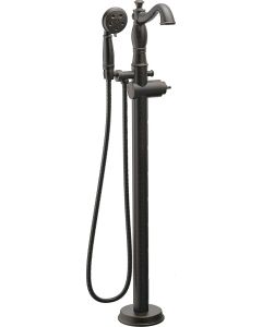Delta Faucet Cassidy Floor-Mount Freestanding Tub Filler with Hand Held Shower, Venetian Bronze T4797-RBFL-LHP (Valve and Handle Sold Separately)