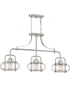 Quoizel Trilogy Island Chandelier, 3-Light, 180 Watts, Brushed Nickel